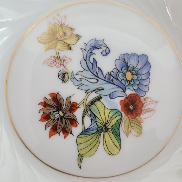 Signed F. Haviland Limoges France Cathay 5" Swirled Nut Coaster Tidbit Dish Set - Picture 14 of 16